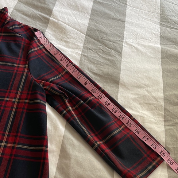 Zara plaid a-line dress with front pockets 3/4 sleeves exposed gold zipper - Picture 9 of 13